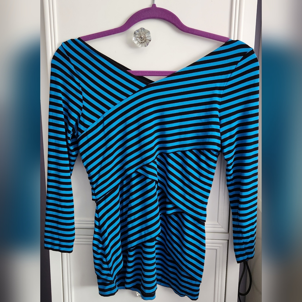 Vince Camuto Blue and Black Top Size S - Picture 1 of 4